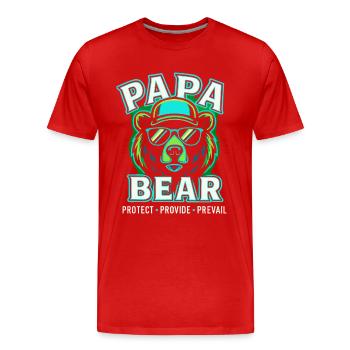 Papa Bear Trendy Sunglasses Hoodie Design - Men's Premium Organic T-Shirt - red - Front - Damien (186cm)