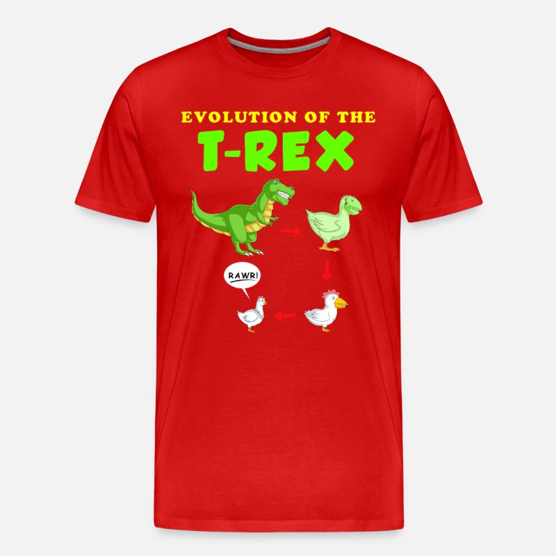 Évolution de l’illustration du dinosaure T-Rex - T-shirt bio Premium Homme - rouge