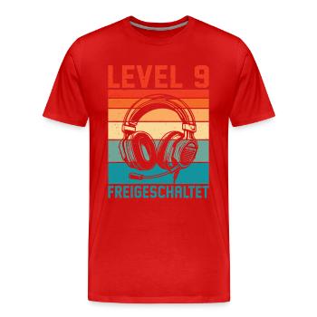 Garçons du 9e anniversaire : niveau 9 débloqué - T-shirt bio Premium Homme - rouge - Devant - Damien (186cm)