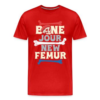 Fracture de la jambe Fracture de la cuisse Jour - T-shirt bio Premium Homme - rouge - Devant - Damien (186cm)