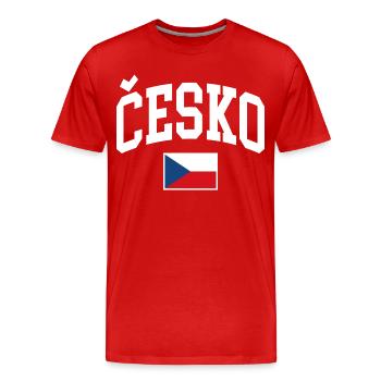 Drapeau de la République tchèque - T-shirt bio Premium Homme - rouge - Devant - Damien (186cm)