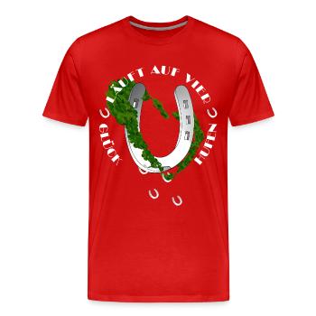 Naturinspiriertes Hufeisen mit Klee - Männer Premium Bio T-Shirt - Rot - Vorne - Damien (186cm)