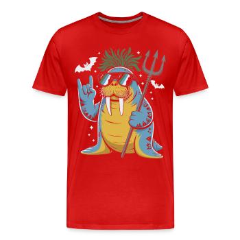 Walross Punk Rocker Halloween  - Männer Premium Bio T-Shirt - Rot - Vorne - Damien (186cm)