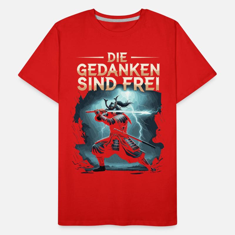 Die Gedanken sind frei Samurai Krieger Spruch Männer Premium Bio T-Shirt