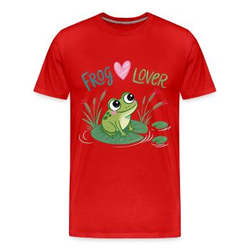 Verliebter Frosch auf Seerose - Männer Premium Bio T-Shirt - Rot - Vorne - Damien (186cm)