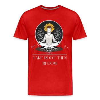 Meditative root design with sunflower - Men's Premium Organic T-Shirt - red - Front - Damien (186cm)
