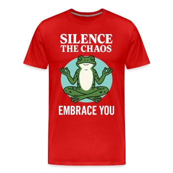 Fais taire le chaos et embrasse-toi - T-shirt bio Premium Homme - rouge - Devant - Damien (186cm)