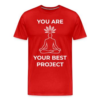 Achtsamkeit Du Bist Dein Bestes Projekt - Männer Premium Bio T-Shirt - Rot - Vorne - Damien (186cm)