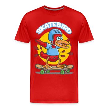 Dessin animé Skatebird - T-shirt bio Premium Homme - rouge - Devant - Damien (186cm)