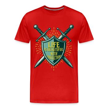 Courtier d’assurance Courtier d’assurance - T-shirt bio Premium Homme - rouge - Devant - Damien (186cm)