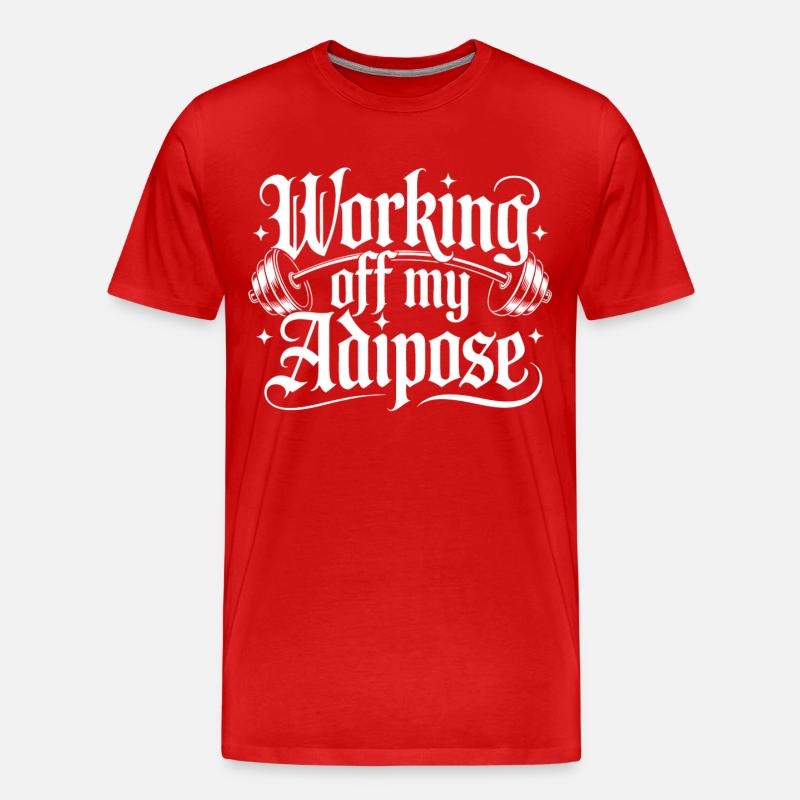 Workout Design mit Hantel - Männer Premium Bio T-Shirt - Rot