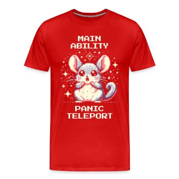 Main Ability: Panic Teleport | Chinchilla - Men's Premium Organic T-Shirt - red - Front - Damien (186cm)