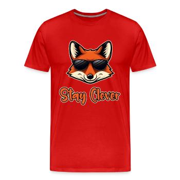 Stay Clever – Cool fox with sunglasses - Men's Premium Organic T-Shirt - red - Front - Damien (186cm)
