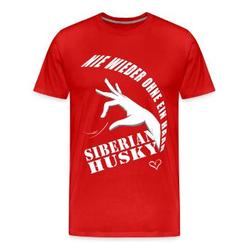 Husky de Sibérie plus jamais sans un cœur de poils - T-shirt bio Premium Homme - rouge - Devant - Damien (186cm)