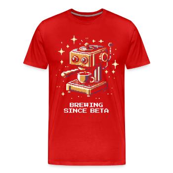 Brassage depuis la version bêta | Coffee Barista - T-shirt bio Premium Homme - rouge - Devant - Damien (186cm)