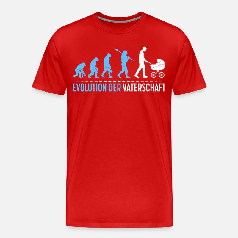 Werdender Vater EVOLUTION DER VATERSCHAFT Lustig - Männer Premium Bio T-Shirt - Rot