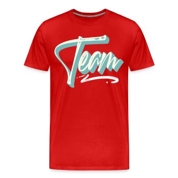 Équipe - T-shirt bio Premium Homme - rouge - Devant - Damien (186cm)