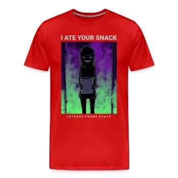 Phonk d'anime effrayant J'ai mangé ton goûter - T-shirt bio Premium Homme - rouge - Devant - Damien (186cm)