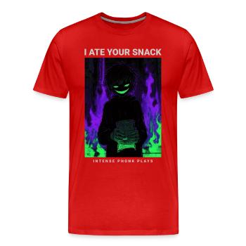 Vaporwave Phonk Anime Horror Snack Creepy Grin - Männer Premium Bio T-Shirt - Rot - Vorne - Damien (186cm)