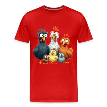 Colorful Chicken Group Comedy Design - Men's Premium Organic T-Shirt - red - Front - Damien (186cm)
