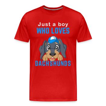 Teckel ludique Dog Lover pour garçons - T-shirt bio Premium Homme - rouge - Devant - Damien (186cm)