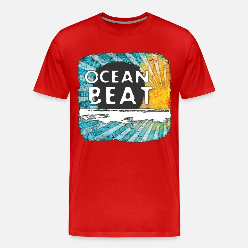 Conception de coucher de soleil océanique - T-shirt bio Premium Homme - rouge