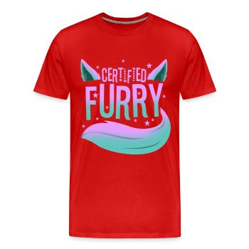 Fourrure certifiée - T-shirt bio Premium Homme - rouge - Devant - Damien (186cm)