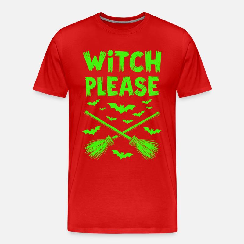 Witch Please – Halloween Hexen Besen - Männer Premium Bio T-Shirt - Rot
