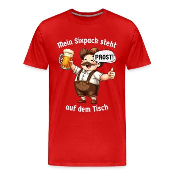 Mon pack de six est sur la table Dicton bavarois - T-shirt bio Premium Homme - rouge - Devant - Damien (186cm)