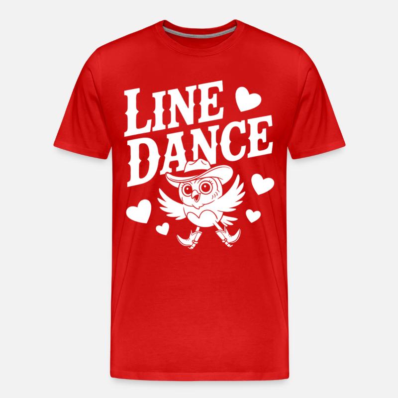Verspieltes Linedance Design mit Eule - Männer Premium Bio T-Shirt - Rot