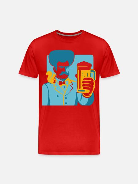 Retro Held mit Bierglas Motiv - Männer Premium Bio T-Shirt - Rot