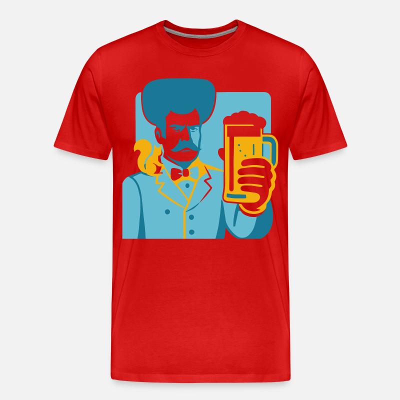 Retro Held mit Bierglas Motiv - Männer Premium Bio T-Shirt - Rot
