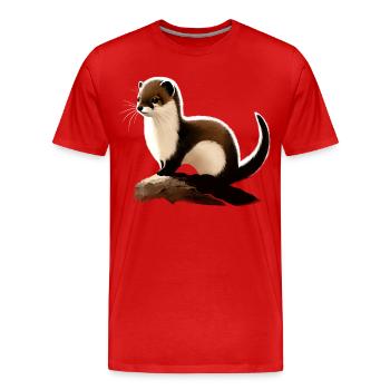 Hermelin auf Felsen - Männer Premium Bio T-Shirt - Rot - Vorne - Damien (186cm)