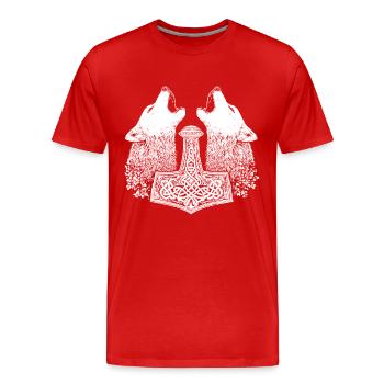 Loup Nordique Thor Marteau Viking - T-shirt bio Premium Homme - rouge - Devant - Damien (186cm)