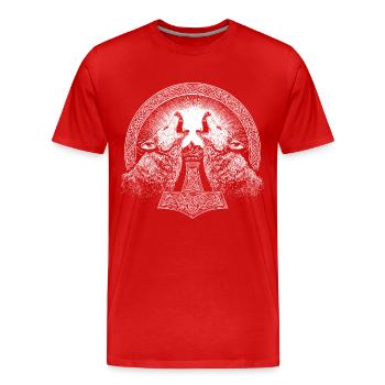 Loup Nordique Thor Marteau Viking - T-shirt bio Premium Homme - rouge - Devant - Damien (186cm)