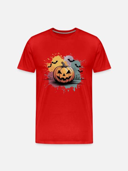 Halloween pumpkin lantern with face design - Men's Premium Organic T-Shirt - red
