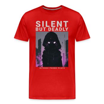 Phonk silencieux mais mortel, esthétique sombre - T-shirt bio Premium Homme - rouge - Devant - Damien (186cm)