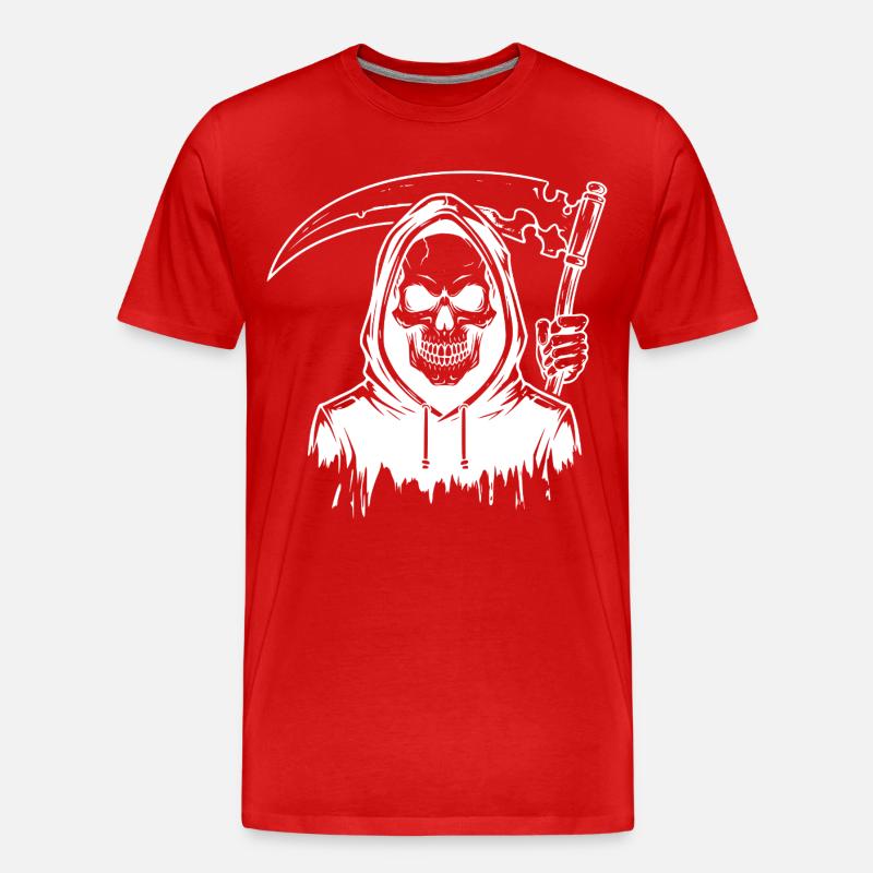 Grim Reaper Skull Design - Männer Premium Bio T-Shirt - Rot