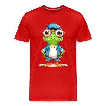 Lässiger Frosch im Sommeroutfit - Männer Premium Bio T-Shirt - Rot - Vorne - Damien (186cm)