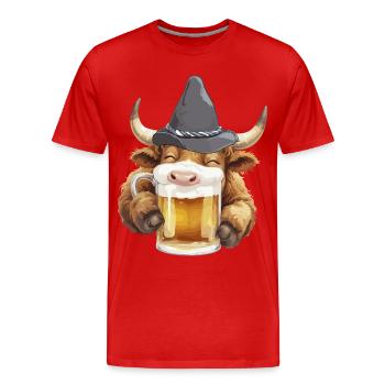 Volksfest Bulle avec verre à bière Beer Festival Tente à bière - T-shirt bio Premium Homme - rouge - Devant - Damien (186cm)
