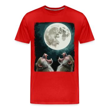 Mond und Pavian Nachthimmel - Männer Premium Bio T-Shirt - Rot - Vorne - Damien (186cm)