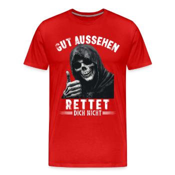 Dire qu'être beau ne vous sauvera pas, Grim Reaper - T-shirt bio Premium Homme - rouge - Devant - Damien (186cm)