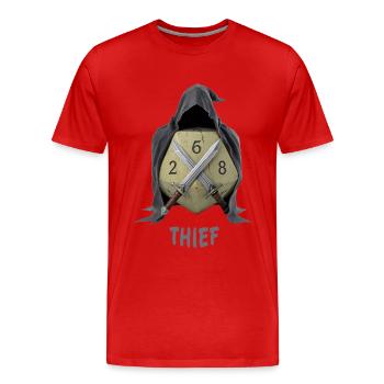 W20 Hooded – Thief Fantasy Dice - Men's Premium Organic T-Shirt - red - Front - Damien (186cm)