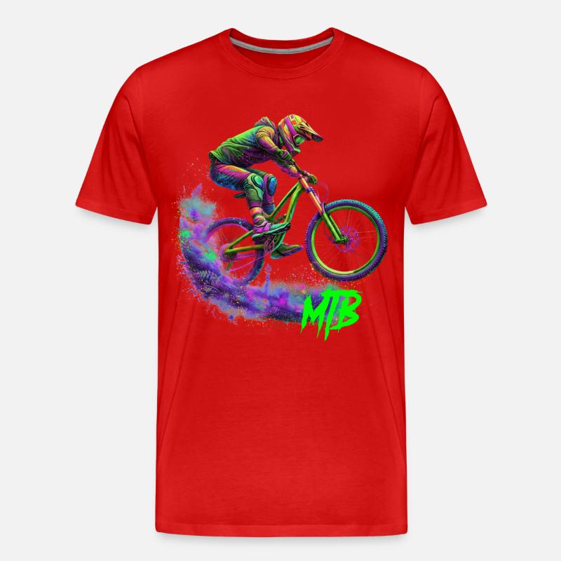 Neon-MTB-Biker - Männer Premium Bio T-Shirt - Rot
