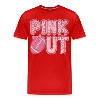 Pink Out Football Breast Cancer Awareness  - Men's Premium Organic T-Shirt - red - Front - Damien (186cm)