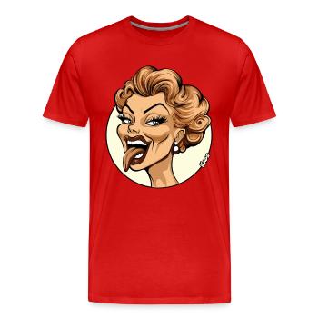 Retro Cartoon Comedy woman Illustration - Men's Premium Organic T-Shirt - red - Front - Damien (186cm)
