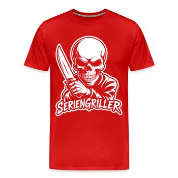 Series Griller - Skeleton with Knife - Men's Premium Organic T-Shirt - red - Front - Damien (186cm)