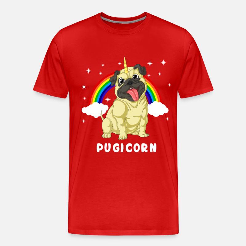 Mops Einhorn - Männer Premium Bio T-Shirt - Rot