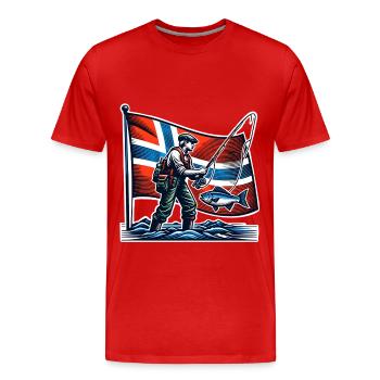 Norway Angler Fishing - T-shirt bio Premium Homme - rouge - Devant - Damien (186cm)