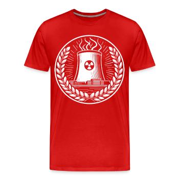 Kernkraftwerk Design – Energie pur - Männer Premium Bio T-Shirt - Rot - Vorne - Damien (186cm)